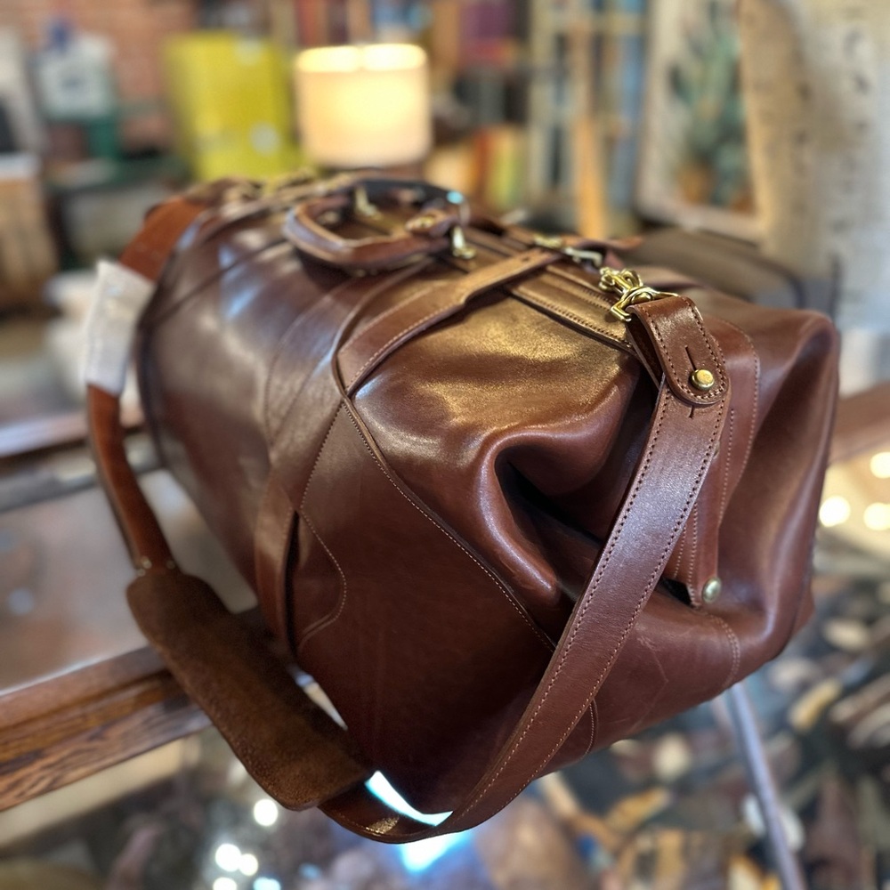 Classic Brown Leather Duffel Bag for Men — No5 Grip Bag Colonel Littleton - Picture 6 of 13